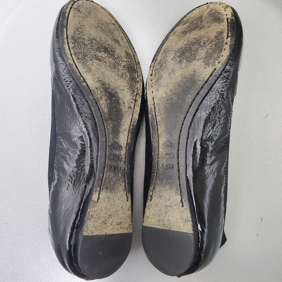 Tory Burch Caroline Black Patent Leather Ballet Flats Gold Logo Shoes Size 7.5‎ - Picture 7 of 11